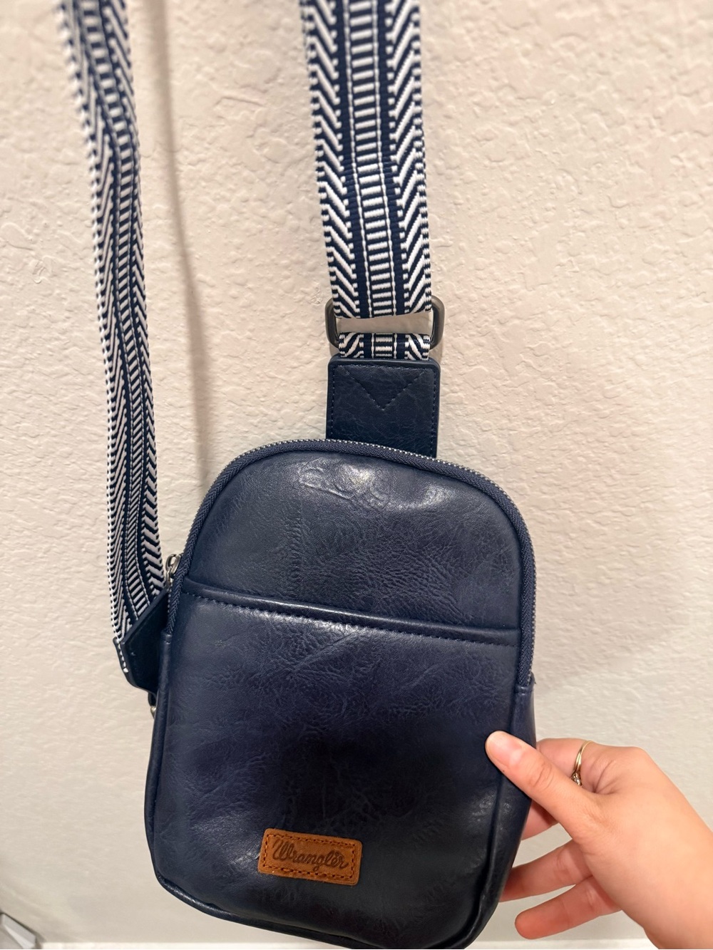 Wrangler Navy Crossbody with Patterned Strap